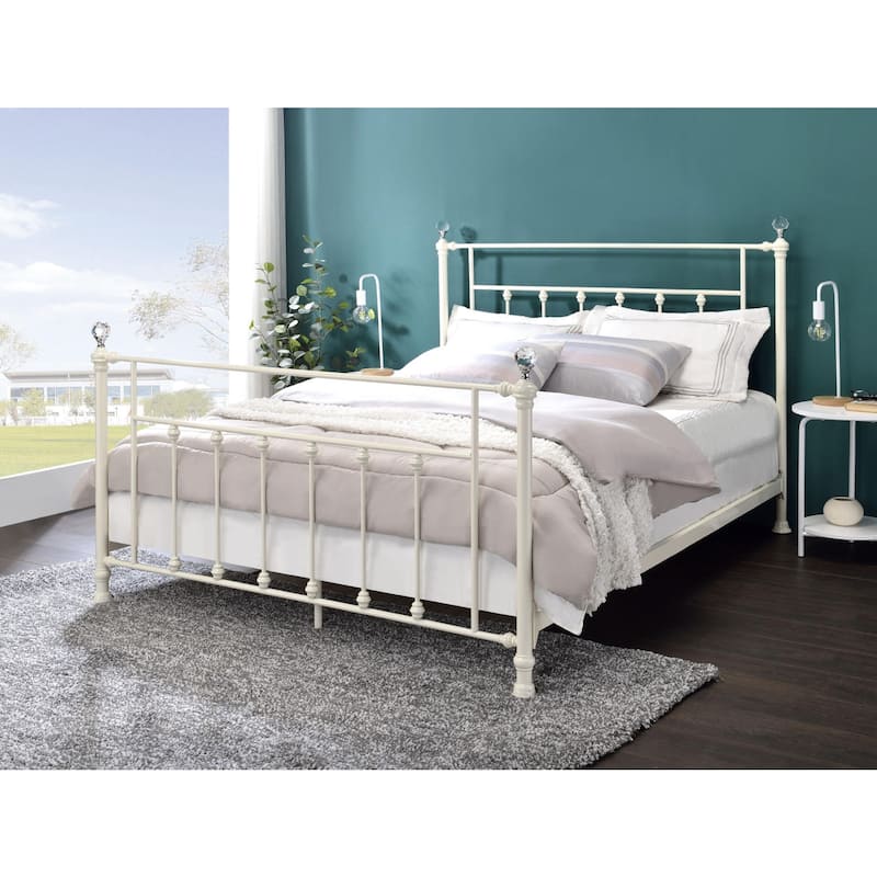 Metal and Acrylic Bed in White Finish