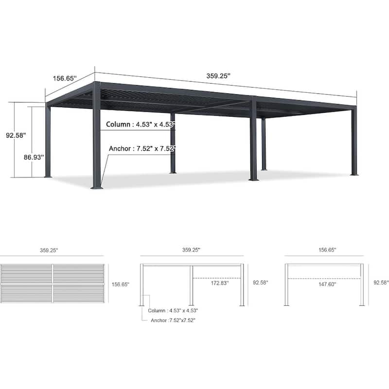 PURPLE LEAF Louvered Pergola Sun Shade Shelter with Adjustable Metal Roof for Patio Hardtop Pergola