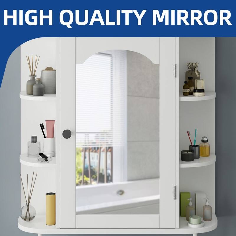 Modern Wall Bathroom Storage Medicine Cabinet with Adjustable Shelves and Towel Rack