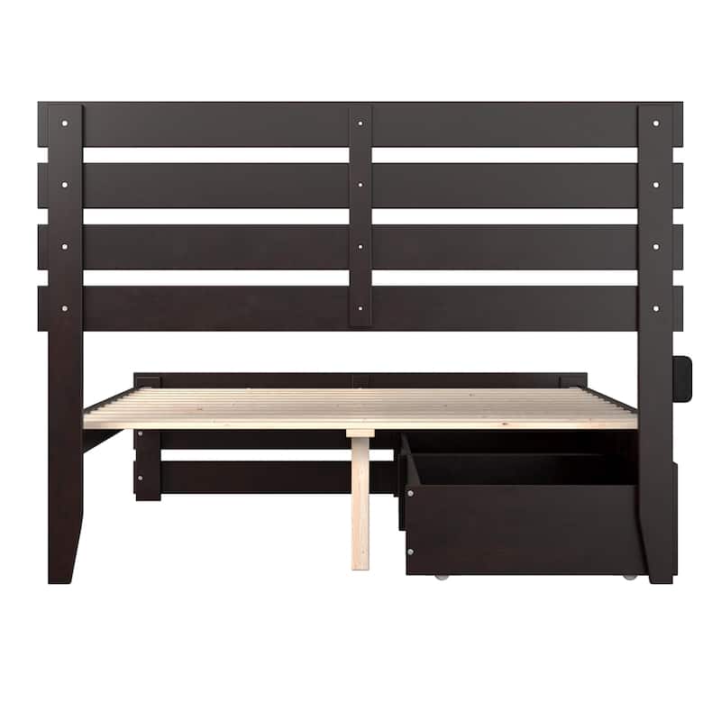 Full Bed with Footboard & Drawers - Espresso Finish - Modern Bedroom Furniture