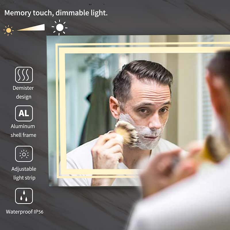 Jumbo LED Light Backlit Bathroom Mirror Makeup Anti-Fog Memory 3 Color - 63"x32"