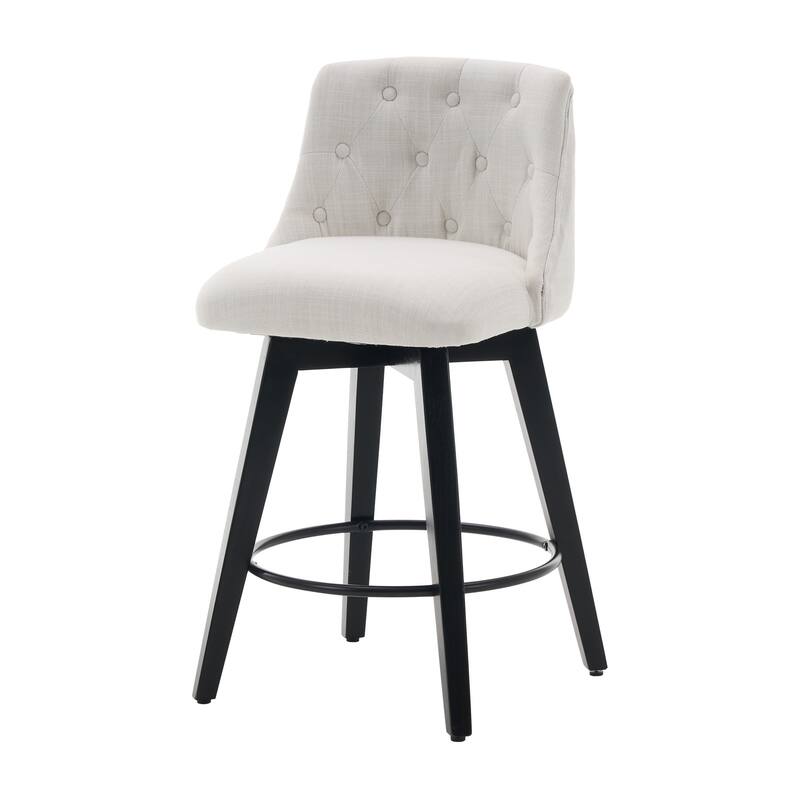 Bar Stools Set of 2, Upholstered Counter Height Chairs with Button-Tufted Backrest, Kitchen Island Chair with Footrest