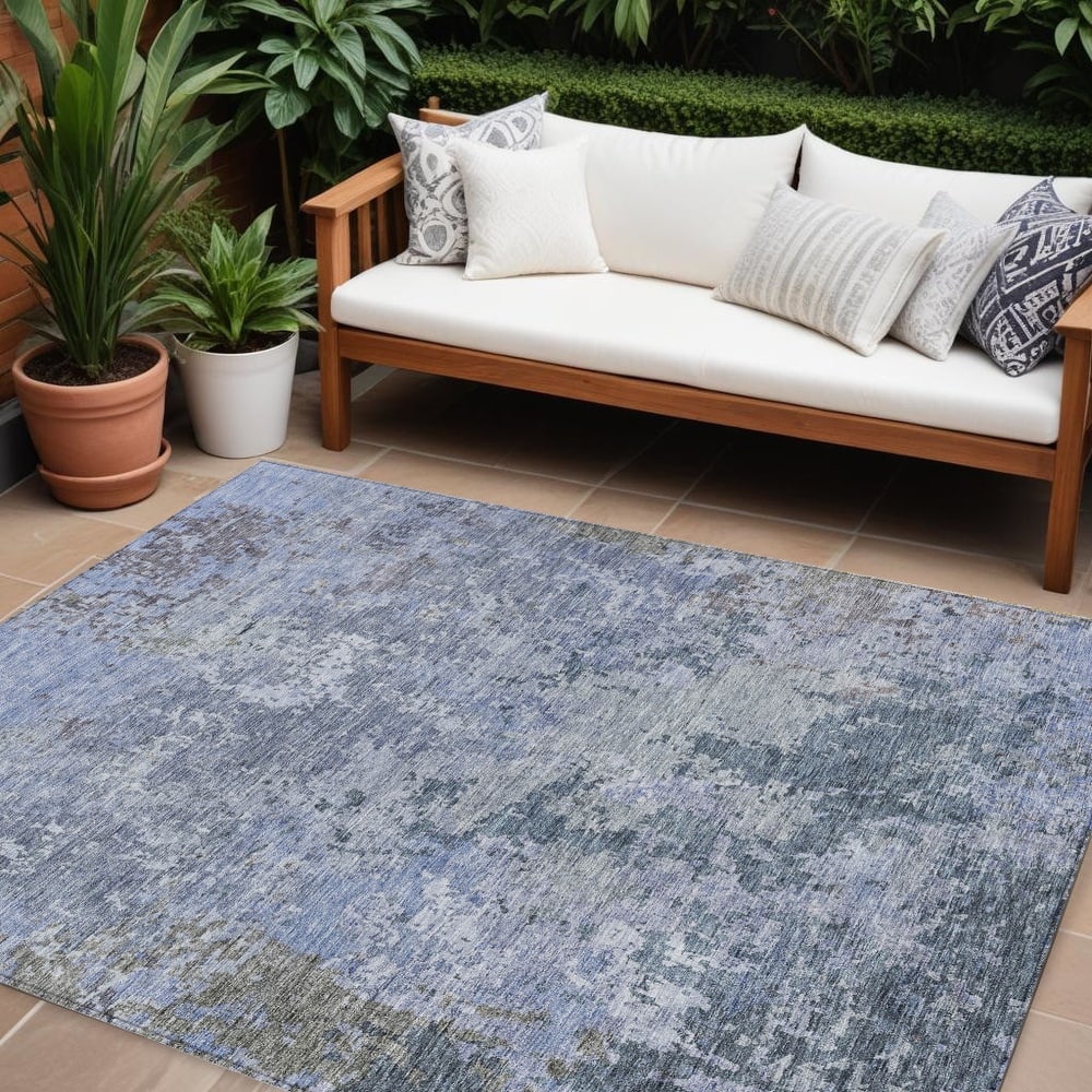HomeRoots Abstract Transitional Rectangle Outdoor Rug