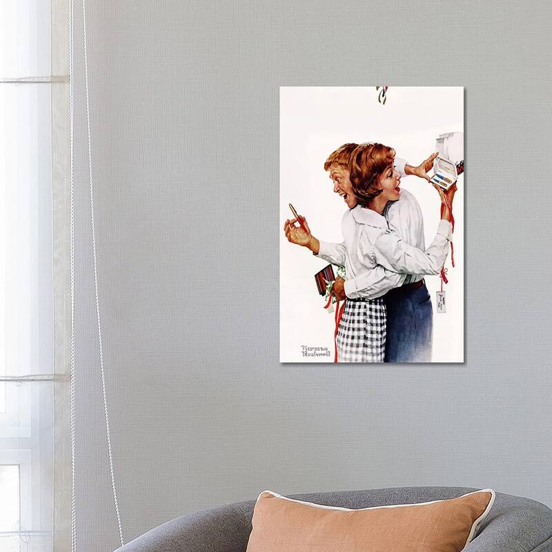 iCanvas "They Gave Each Other a Parker 61 Pen" by Norman Rockwell Canvas Print - 26x18x1.5