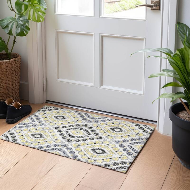 Premium Washable Super Soft Diamond Medallions Mayfield Rug - Gray - 1' 8" x 2' 6" - Rectangle