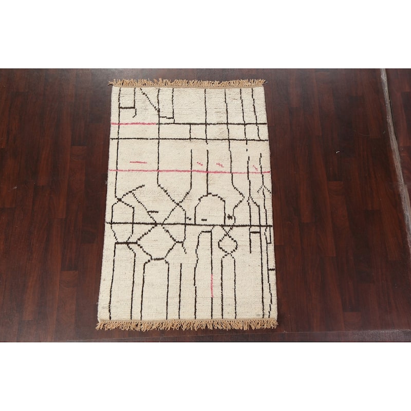 Tribal Moroccan Oriental Wool Area Rug Hand-knotted Decorative Carpet - 4'1" x 6'4"