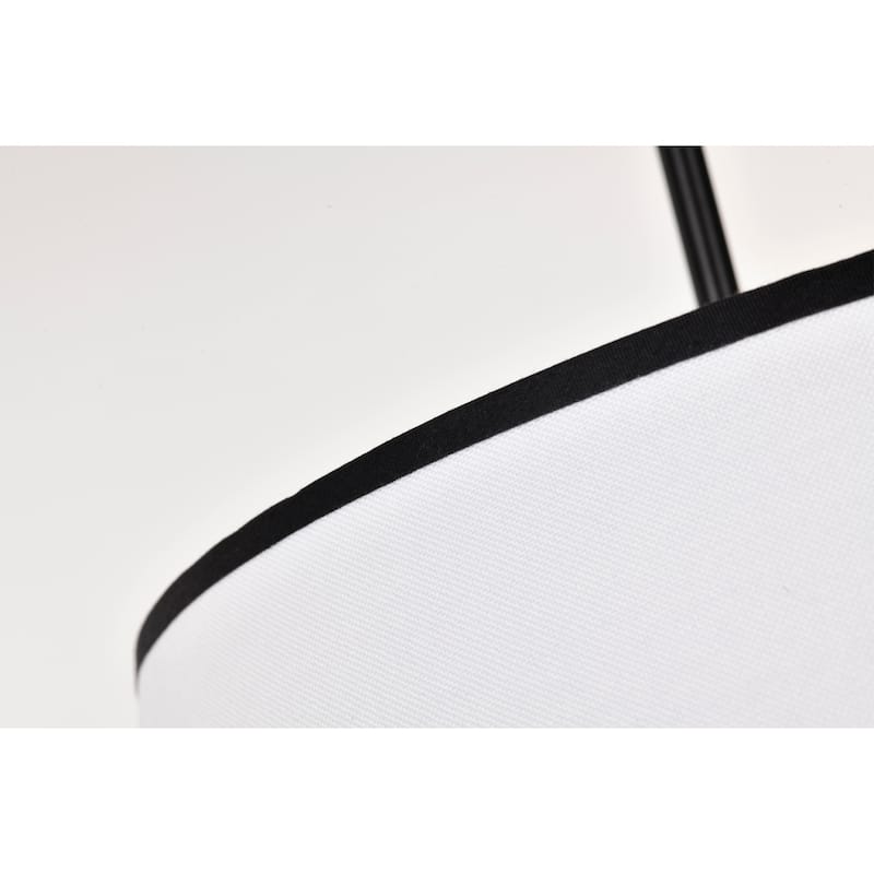 Taro 3-light Black and Chrome Finish Chandelier Ceiling Light with White Shade - Black-Chrome
