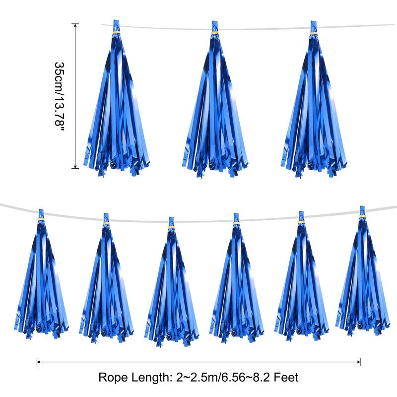 15Pcs Tassel Garland Banner with Rope - Dark Blue