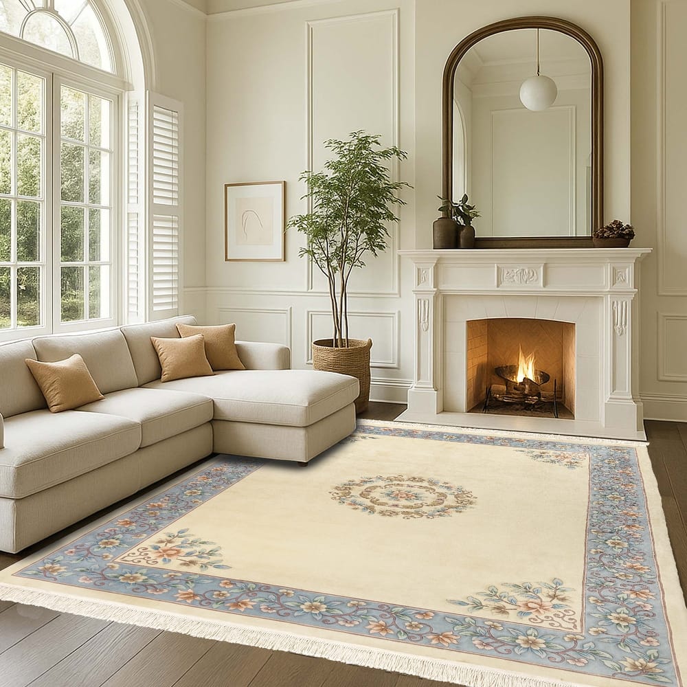 Gertmenian Orient Estate Hand Made Traditional Floral Border Medallion Hand Knot Wool Area Rug Collection