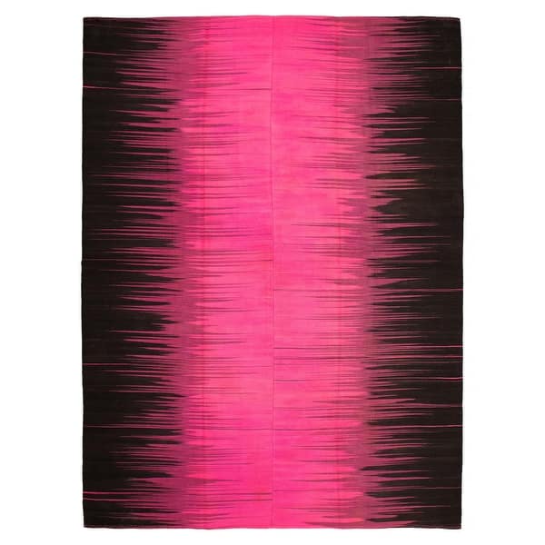 slide 2 of 9, ECARPETGALLERY Flat-Weave Ankara FW Pink Wool Kilim - 10'11 x 14'9 Dark Pink - 10'11 x 14'9