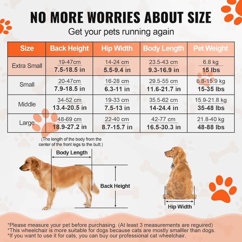 Dog Wheelchair for Back Legs for Injured, Disabled, Paralysis, Hind Limb Weak Pet(XS) - 4.92ft
