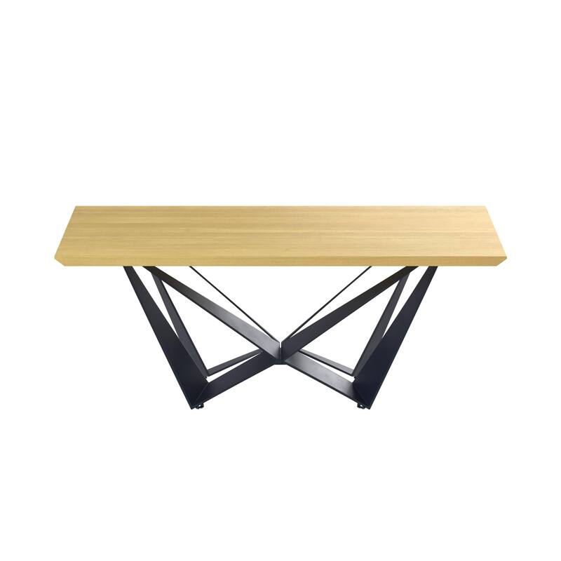 HomeRoots 79" Natural and Black Wood and Metal Trestle Base Dining Table - 79.00 in. x 29.50 in. x 39.50 in.