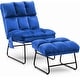 preview thumbnail 1 of 67, MCombo Accent Chair with Ottoman,Velvet Modern Side Pocket Metal Legs Club Chair,0014