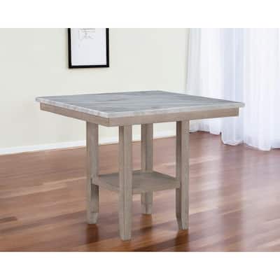 HomeRoots 42" White and Natural Faux Marble and Wood Square Bar Table - 42' X '36' X '42