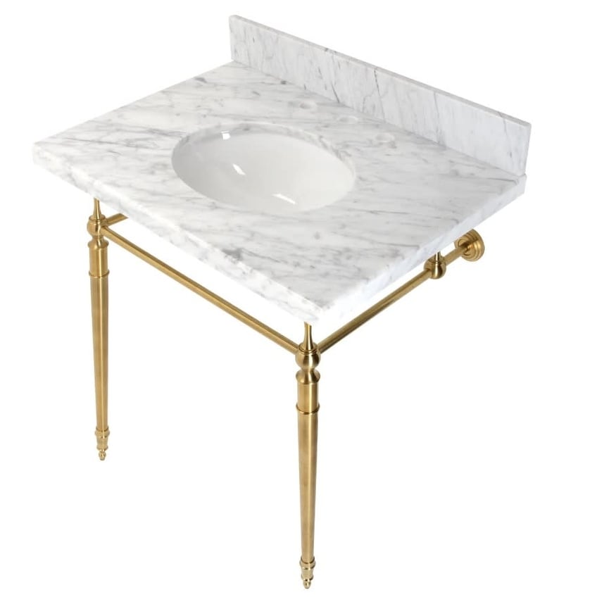 Kingston Brass KVPB3022M8 Edwardian 30" Console Oval Sink with Metal