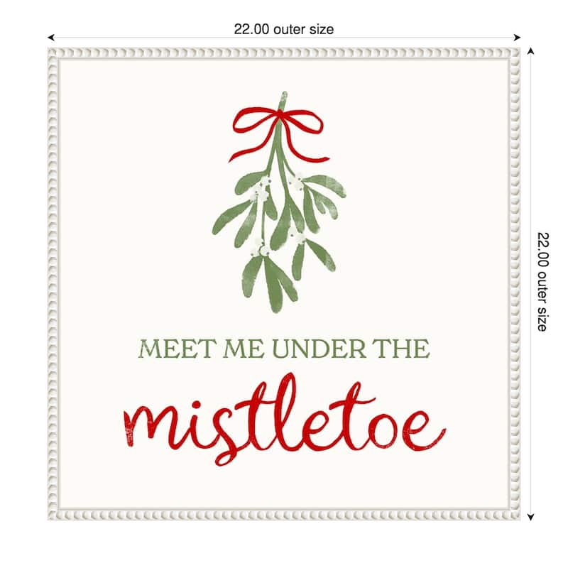 Mistletoe Wishes I by Victoria Barnes (22 x 22 in.), Framed Canvas Wall Art Print - Sylvie Beaded White
