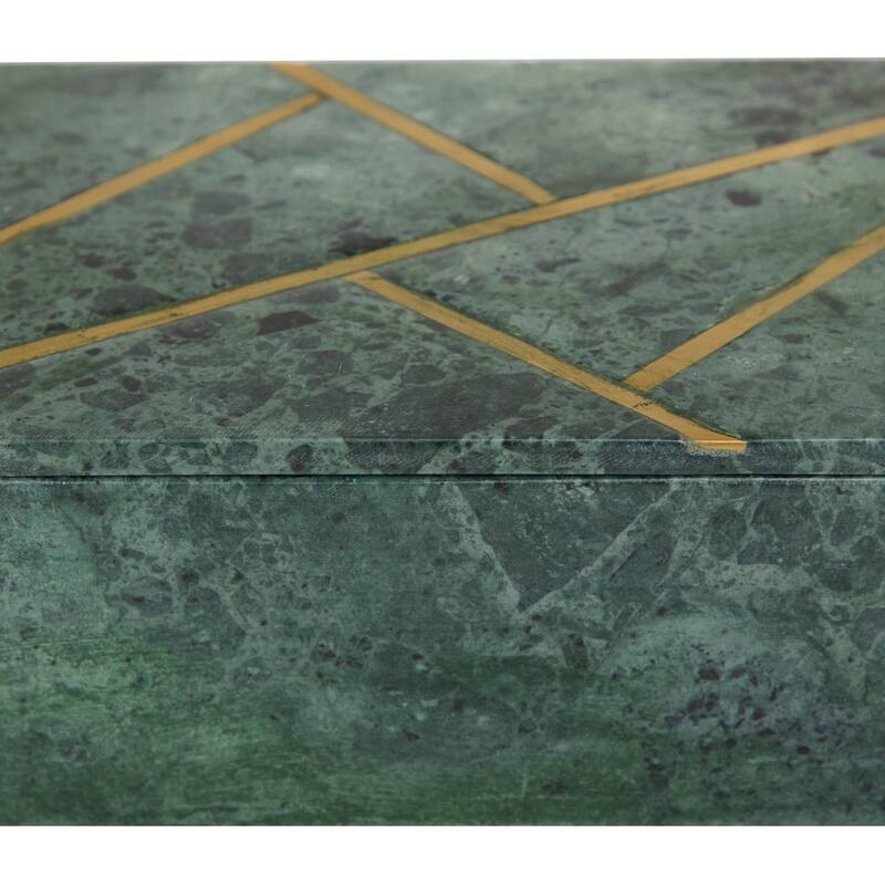 Black, White or Green Marble Box with Gold Linear Lines (Set of 3) - S/3 9", 7", 6"W