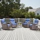 preview thumbnail 165 of 189, Pocassy Outdoor Wicker Sofa with Swivel Chair Fire Pit Table Furniture Set. Brown Wicker & Blue Cushion - 6 Pieces Swivel Chair Table with 6-In Cushion