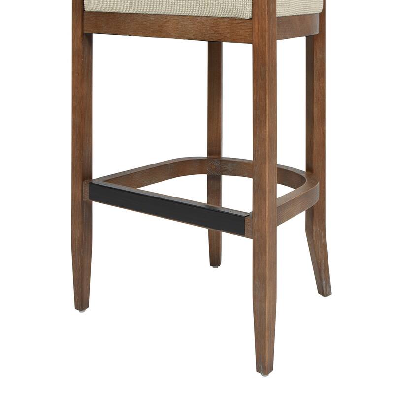 Americana Mid-Century Modern 30.5" Cane Back Bar Stool, Jet Black