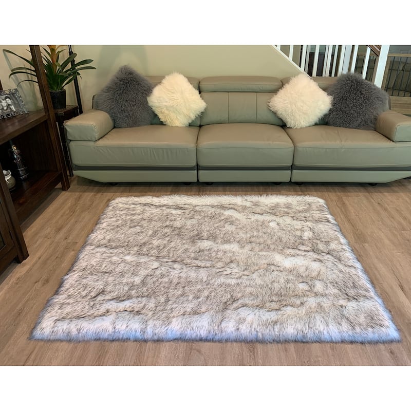 Ovella Home Premium Faux Sheepskin Shag Square Area Rug