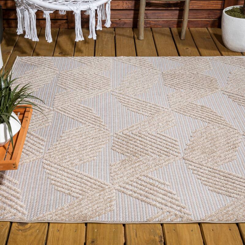 JONATHAN Y Sumak High-Low Pile Art Deco Geometric Indoor/Outdoor Area Rug