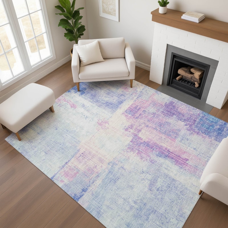 Premium Washable Super Soft Abstract Glam Mayfield Rug - Sky - 10' x 14'