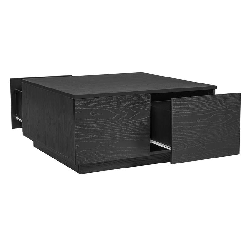 Elegant Square Coffee Table with 4 Spacious Drawers by Harper&Bright Designs