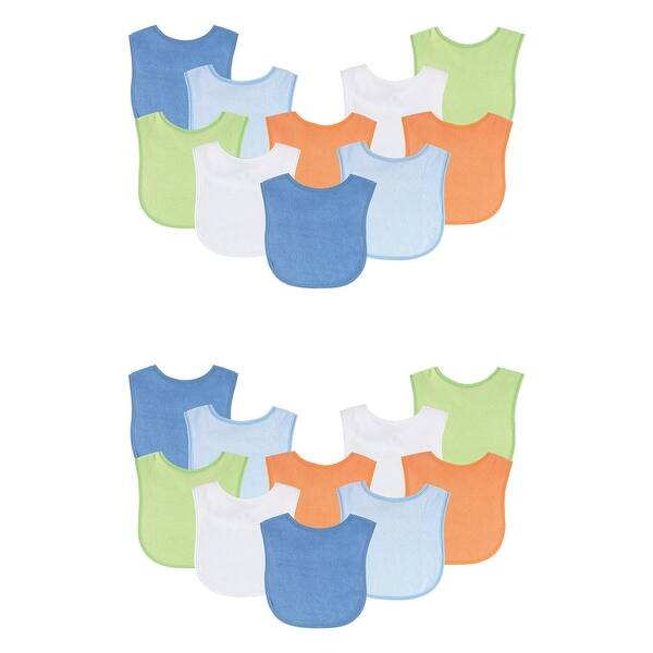 slide 1 of 1, Luvable Friends Infant Boy Cotton Terry Bibs, Blue Orange 20-Piece - Blue Orange 20-Piece - One Size