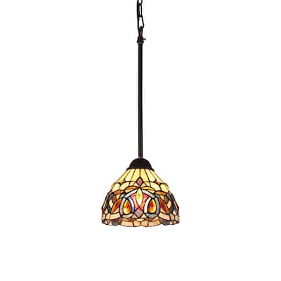 Tiffany-Style Victorian Design 1-light Dark Bronze Hanging Pendant