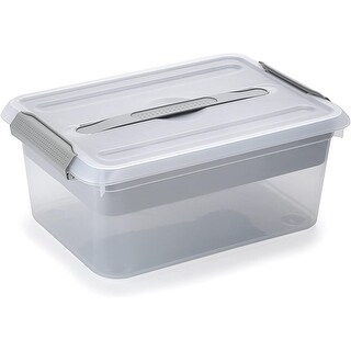 Clear Plastic Storage Container Stackable Box with Removable Tray(Grey ...