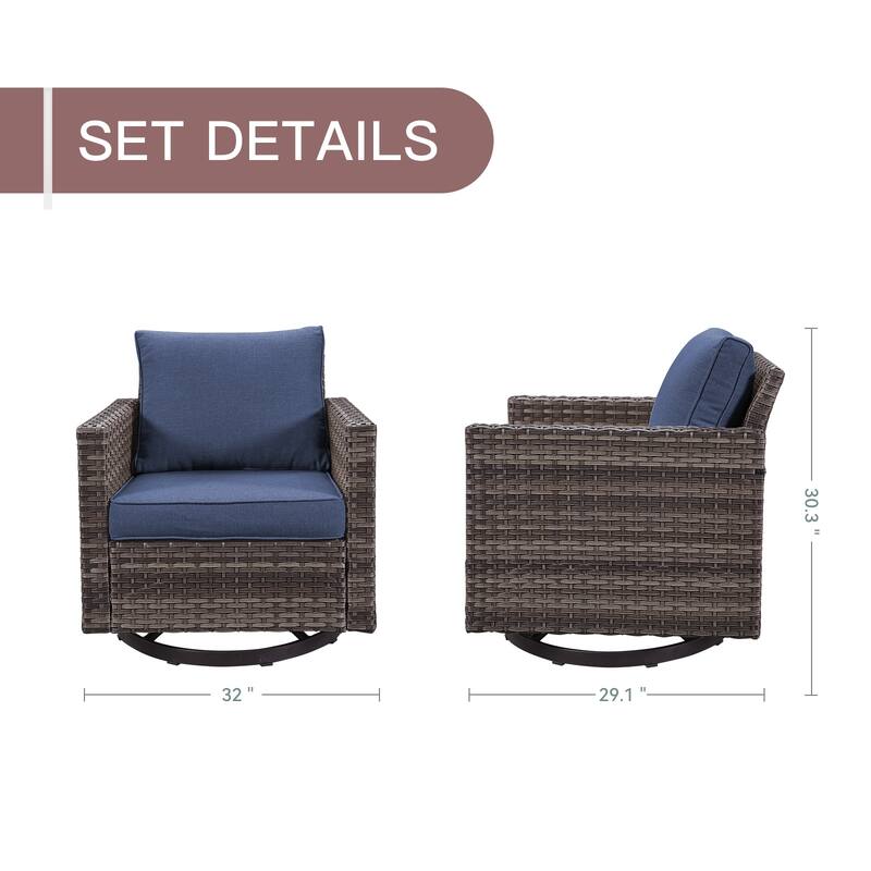 2PCS Gymojoy Outdoor Patio Swivel Chairs with Cushion