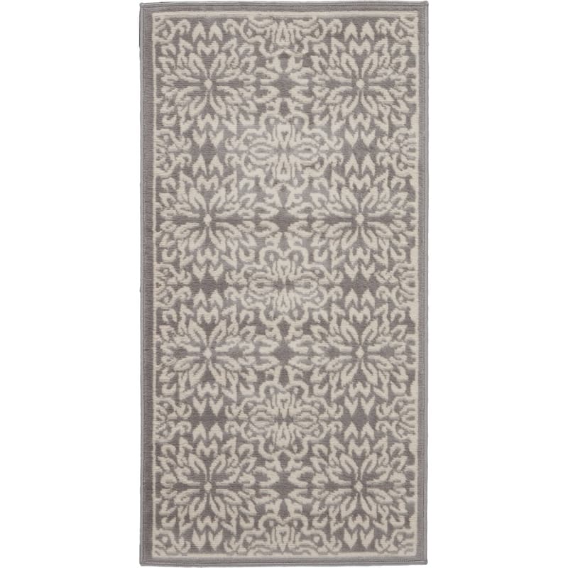 Nourison Jubilant Floral Medallion Area Rug - 2' x 4' - Grey