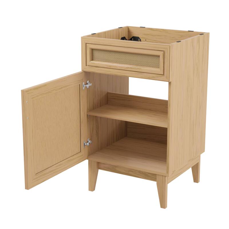 Ancillary Rattan Modern Farmhouse 2-Shelf Bath Vanity Cabinet Only (Sink Basin not Included), by JONATHAN Y