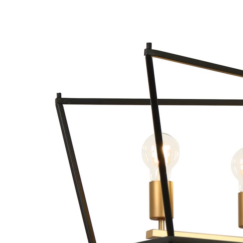 Modern Transitional 8-Light Geometric Chandelier Black Gold Kitchen Island Lights - Black&Gold - W55.1"*D14.5"*H12.7"