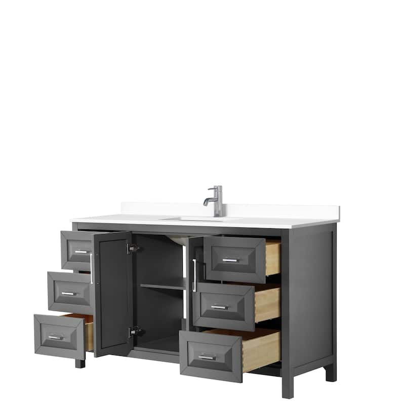 Daria 60 Inch Single Vanity, Cultured Marble Top