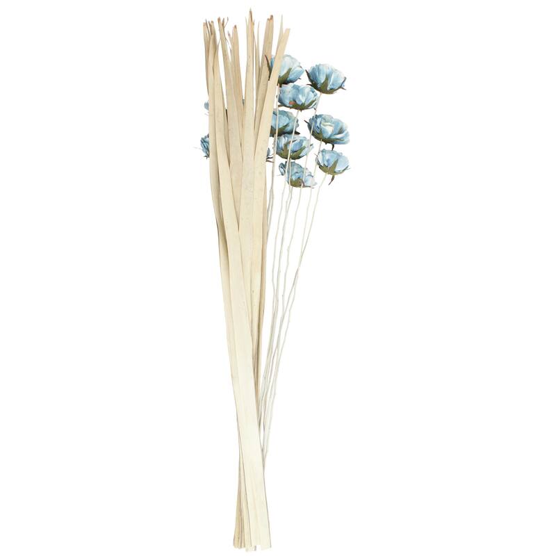 Dried Plant Tall Natural Foliage with White Stems - Blue - Roche River Decor - 12"W x 12"L x 50"H