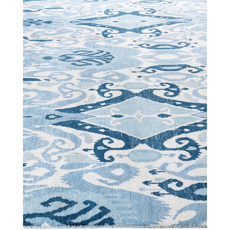 Ikat One-of-a-Kind Hand-Knotted Area Rug, Blue - 8' 0" x 10' 4"