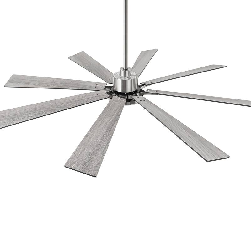 72-in Brushed Nickel Reversible 8-Blade Large Industrial Smart Ceiling Fan with Light and APP Control