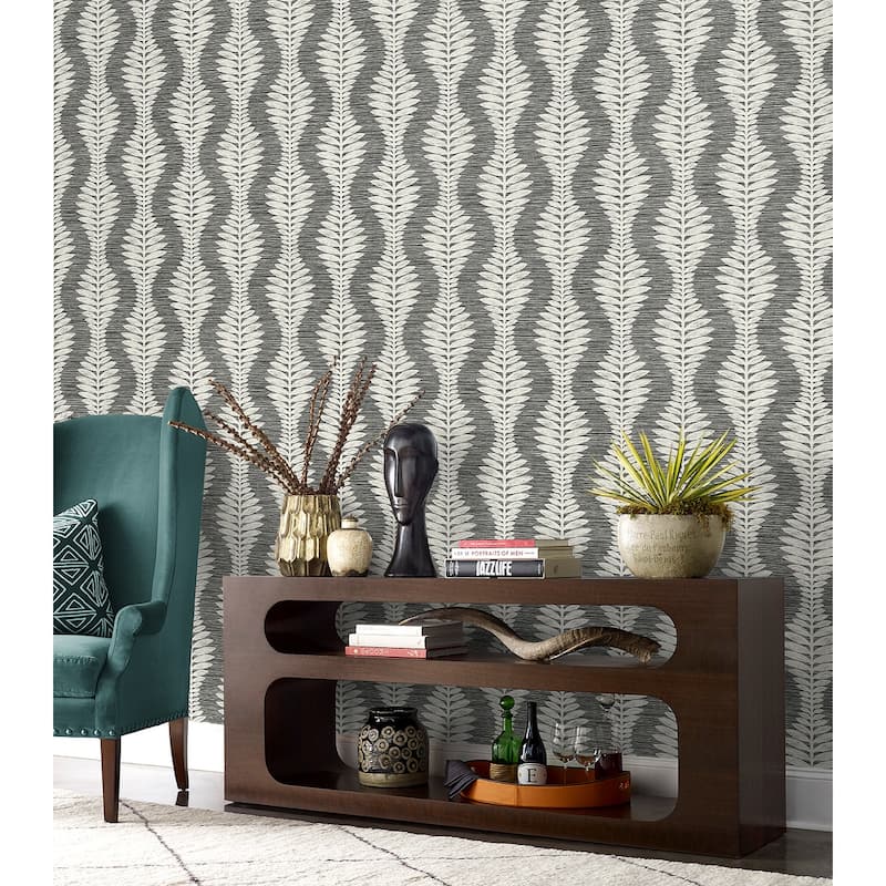 Lillian August Carina Leaf Ogee Embossed Vinyl Unpasted Wallpaper