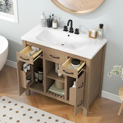 Log-colored Bathroom Cabinet Storage Cabinet Dressing Cabinet