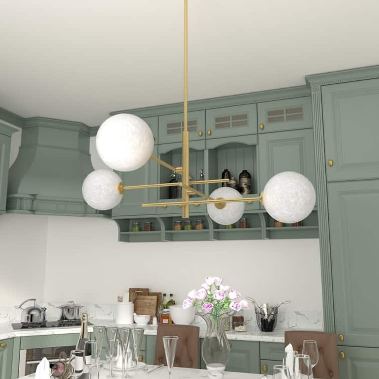 Acroma 4-Light Sputnik Gold Modern Chandelier-UL - N/A