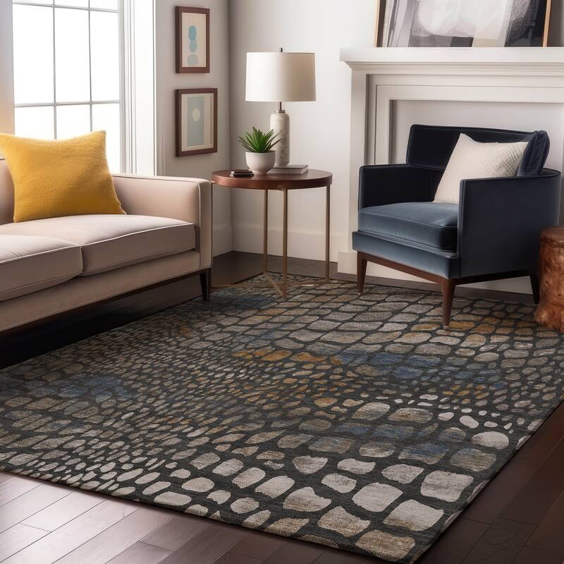 Premium Washable Super Soft Modern Cobblestone Mayfield Rug - Charcoal - 5' x 7'6"