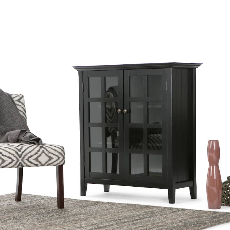 WYNDENHALL Normandy 39-in. Solid Wood Storage Cabinet - 39"w x 17"d x 42.2"h - Black