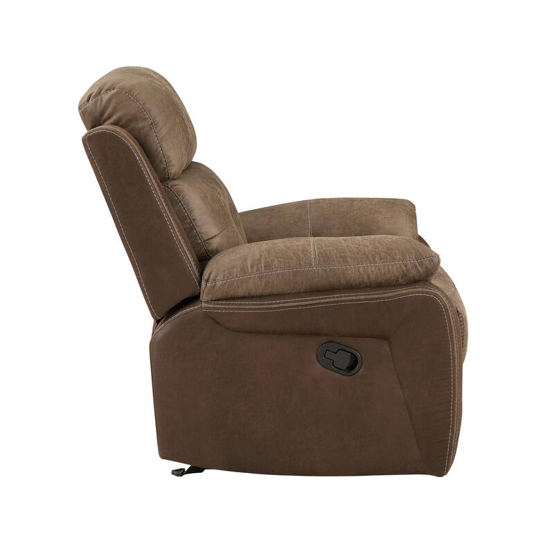 Jonnie Polished Microfiber Manual Double Reclining Sofa