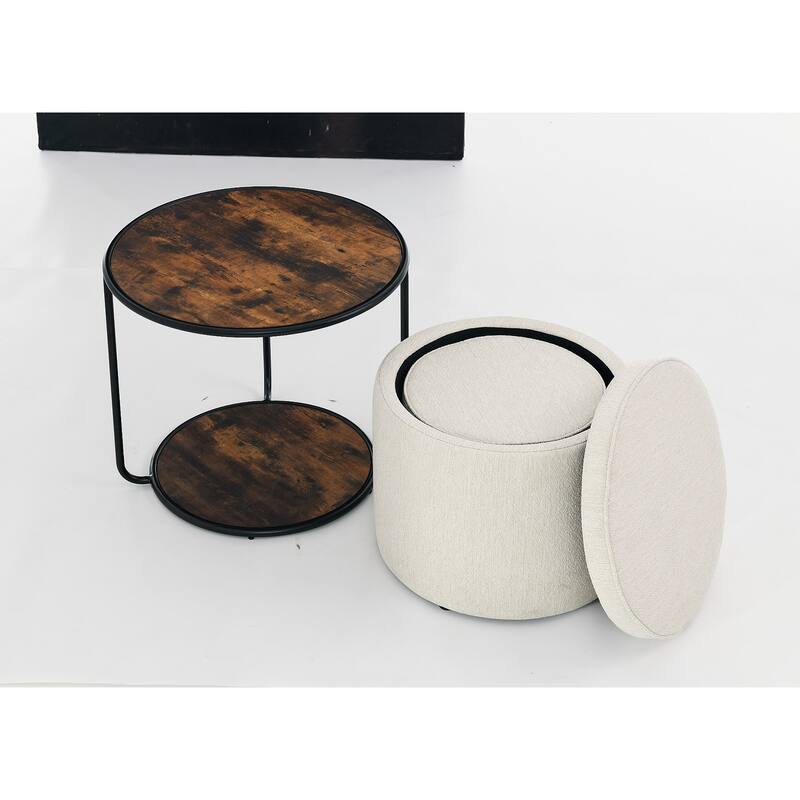Ottoman, multifunctional combination set table Ottoman, combination of Ottoman and table, with drum stool, with storage space