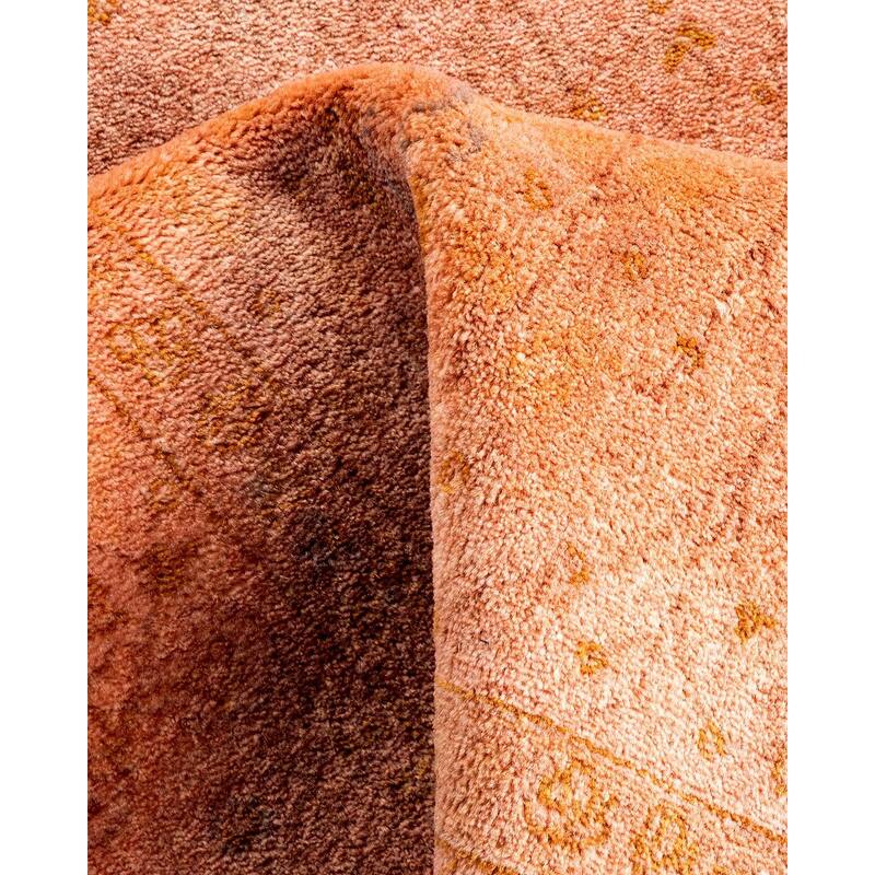 Overton Hand Knotted Wool Vintage Inspired Modern Contemporary Overdyed Pink Area Rug - 3' 2" x 5' 4"