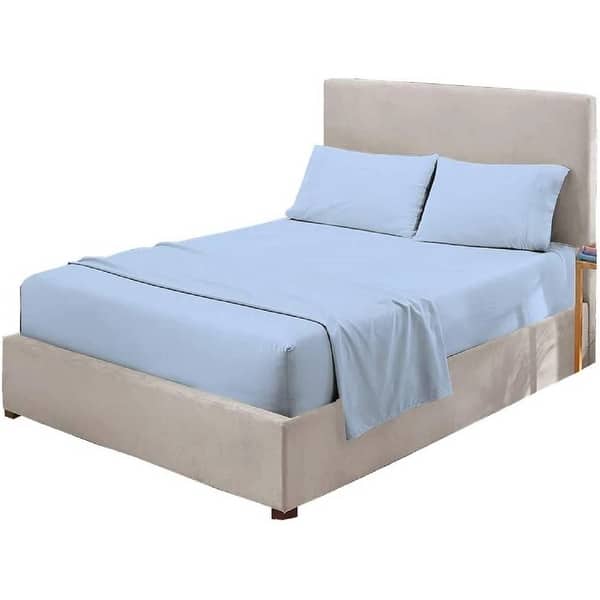 Blue Egyptian Cotton Sheet Set Including Pillowcases with Sateen