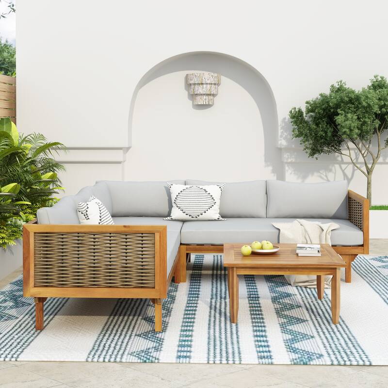 Christopher Knight Home - Sectional Seating Group with Waterproof Cushions - Premium Outdoor Sofa Set