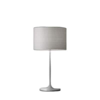 White Metal Base Table Lamp with Drum Paper Shade and Rotary Socket Switch - 11.5” x 11.5” x 22.5” (D x W x H)