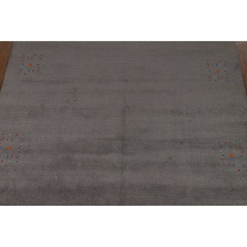 Hand Knotted Oriental 100% Wool Carpet Tribal Tribal Greys & Charcoal Gabbeh Area Rug - 10' 1'' X 8' 1''